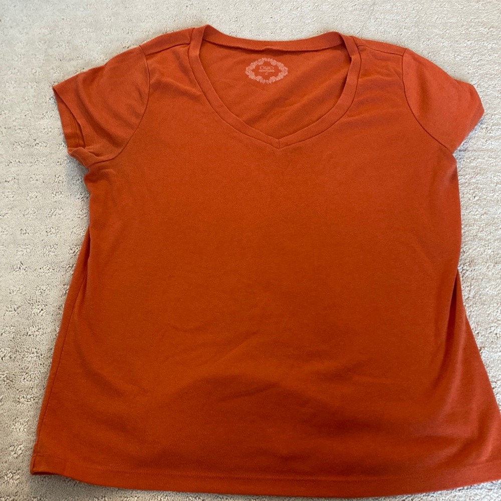 Orange Cotton Casual Shirt with Neckline